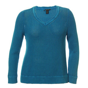 Blue Long Sleeve Textured V-Neck Sweater Style & Co NEW w/ Tags Plus Size
